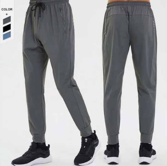 Pantalon de sport homme gris – Jogging slim fit, poches zippées, tissu respirant