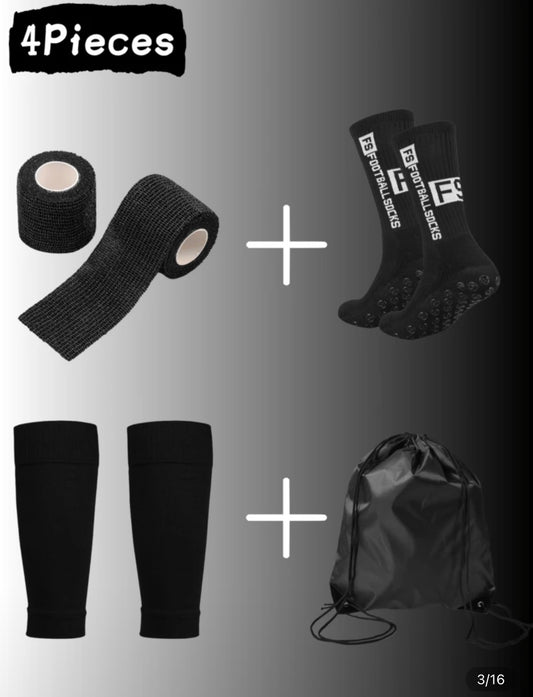 Pack Football 4 en 1 : Grip Socks + Bandage + Manchon + Sac Sport
