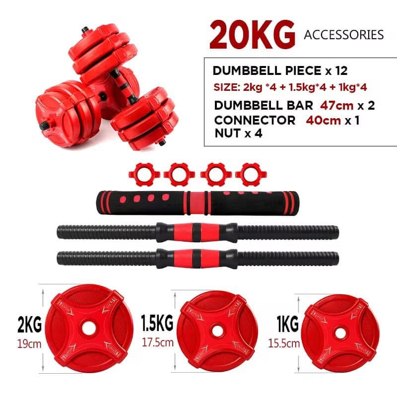 Set haltères et barre ajustables 20 kg – Musculation polyvalente