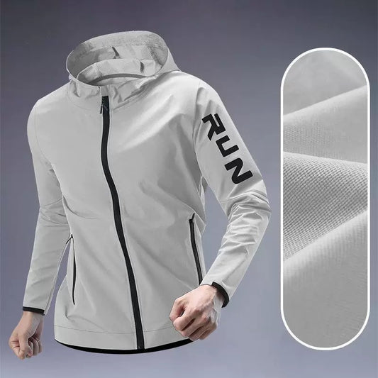 Veste de Running Homme Légère avec Capuche et Poches Zippées