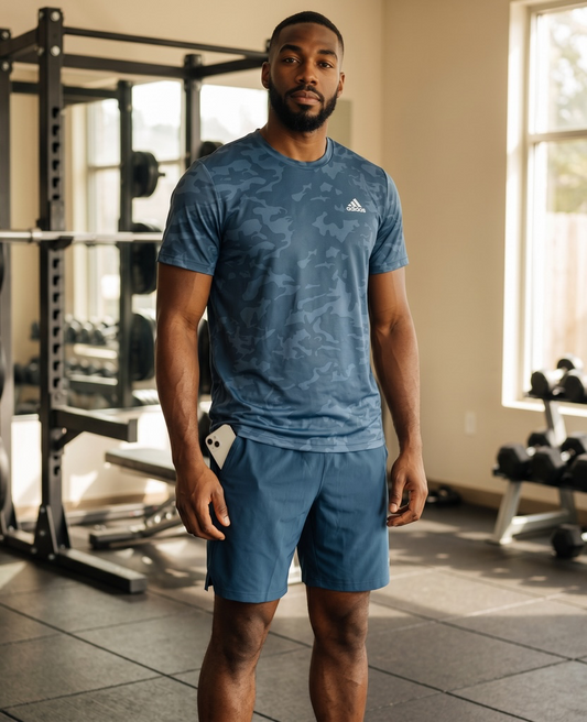 Ensemble Sport Adidas Homme Bleu – T-shirt & Short Fitness Running Gym