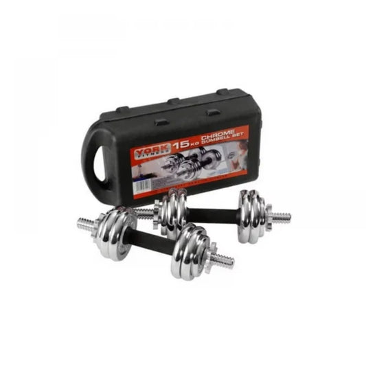 Haltères ajustables en chrome 15 kg - York Fitness