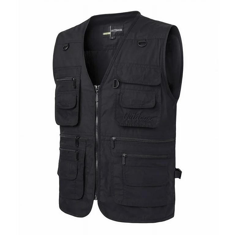 Gilet multi-poches homme noir – Outdoor, randonnée, pêche, photo