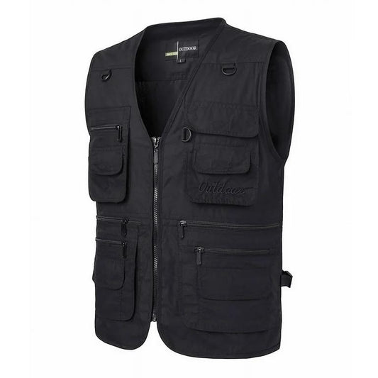 Gilet multi-poches homme noir – Outdoor, randonnée, pêche, photo