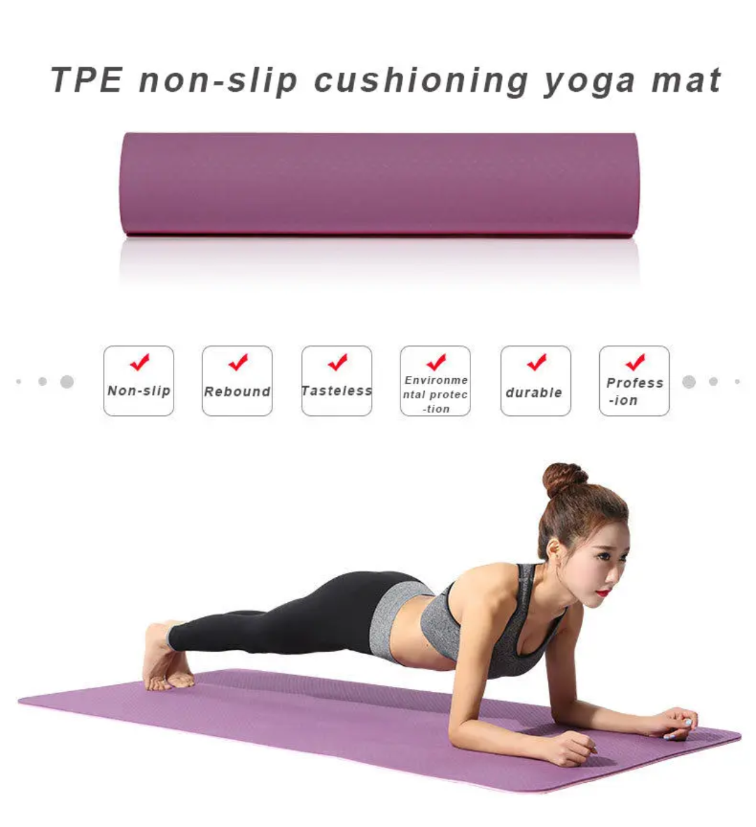 Tapis Yoga + Corde Sauter + Élastique Fitness – Pack Sport Maison