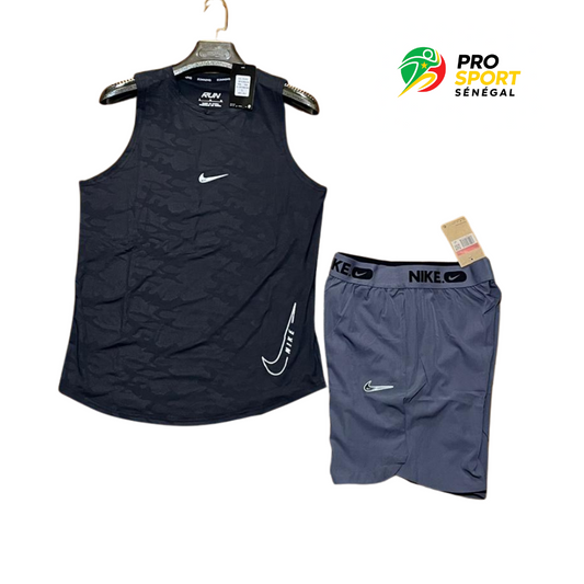 Ensemble Sport Nike Homme – Débardeur Blanc et Short Noir