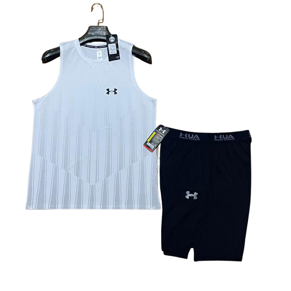 Ensemble Sport Homme Under Armour – Débardeur Bleu et Short Noir | Pro Sport Sénégal