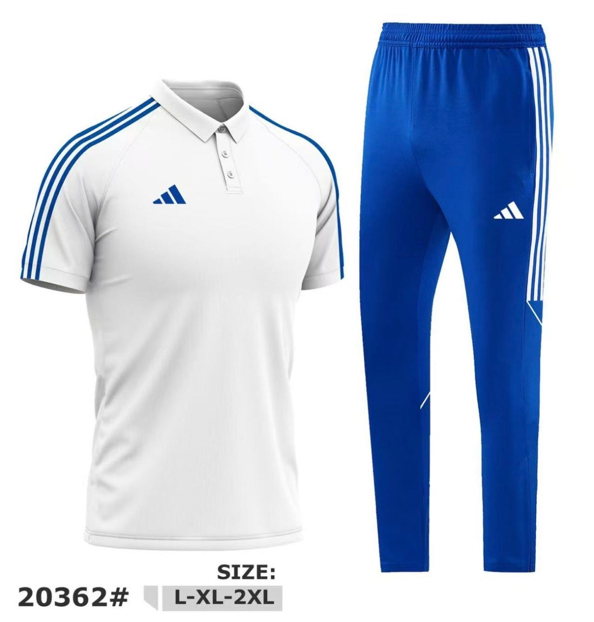 Ensemble Adidas Polo Sport Homme Blanc/Bleu – Jogging Training