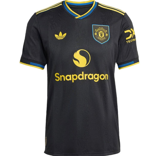 Maillot Manchester United extérieur 2025/2026 noir et jaune – Adidas homme