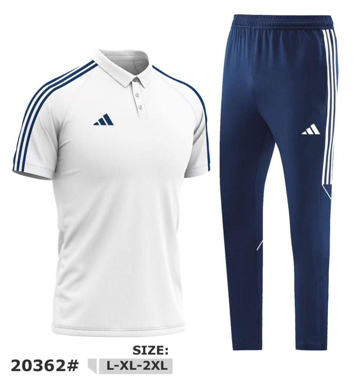 Ensemble Adidas Polo Sport Homme Blanc/Bleu – Jogging Training