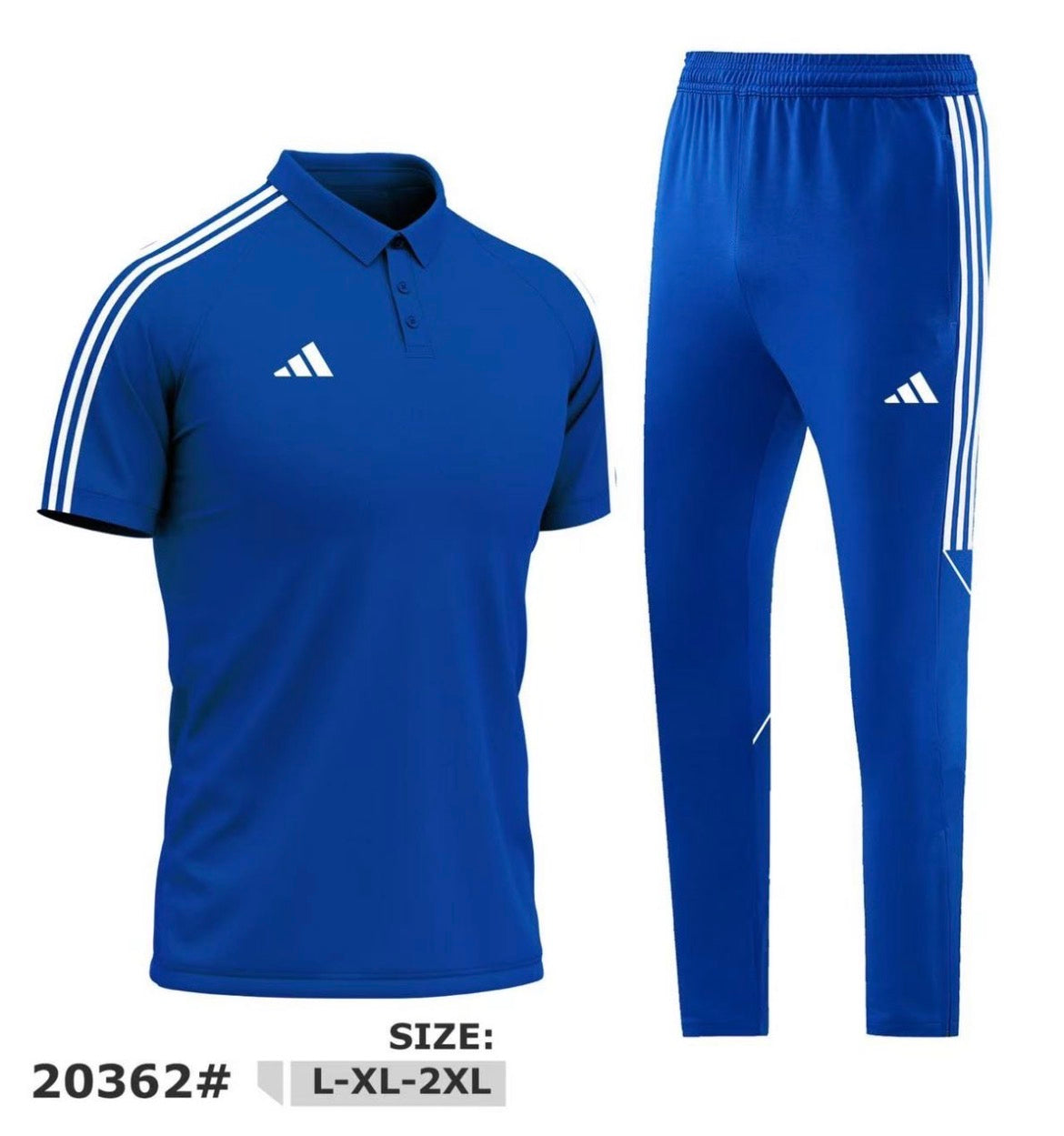 Ensemble Adidas Polo Sport Homme Blanc/Bleu – Jogging Training