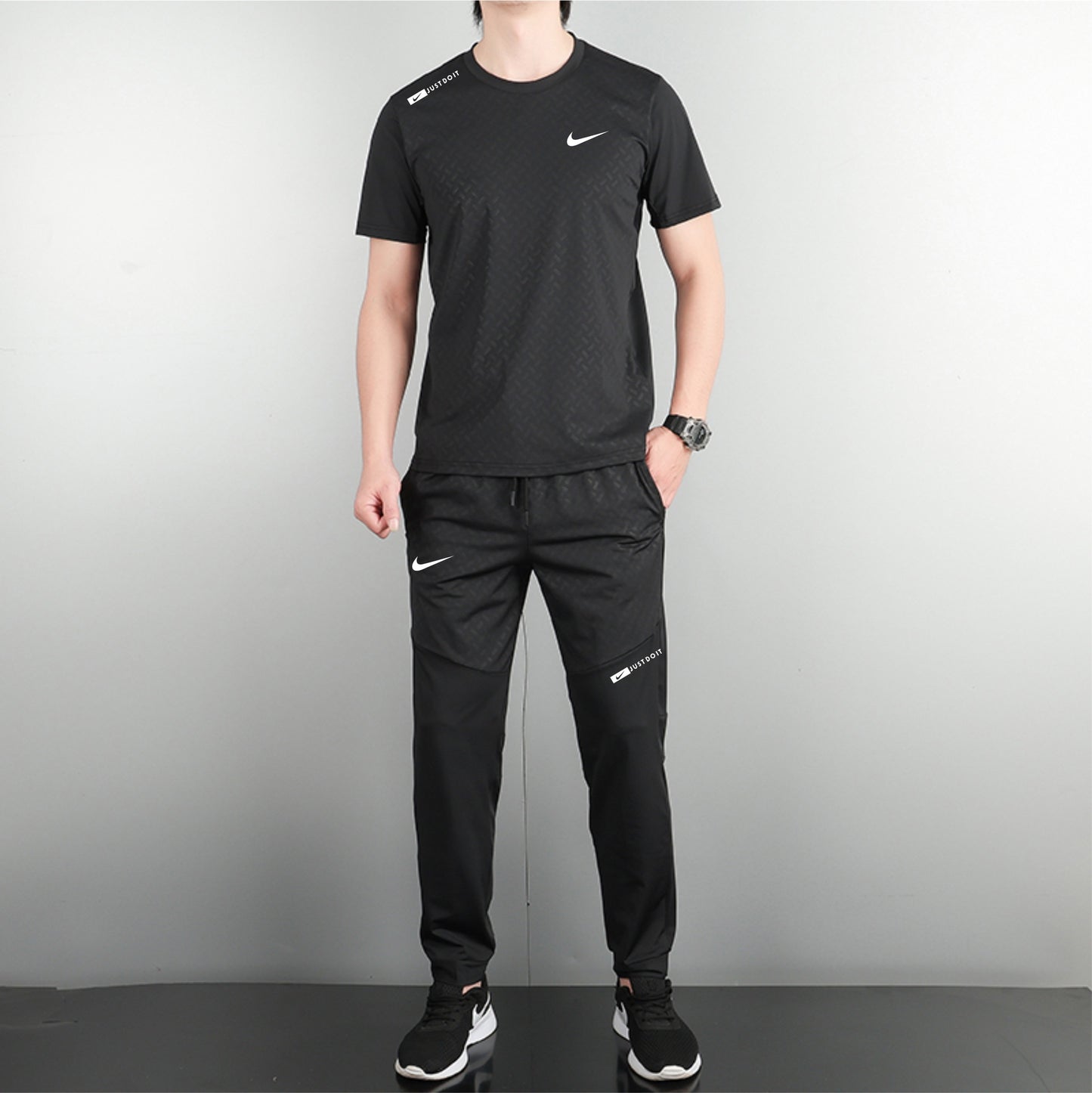 Ensemble Sport Homme Noir – T-shirt + Pantalon Jogging Performance