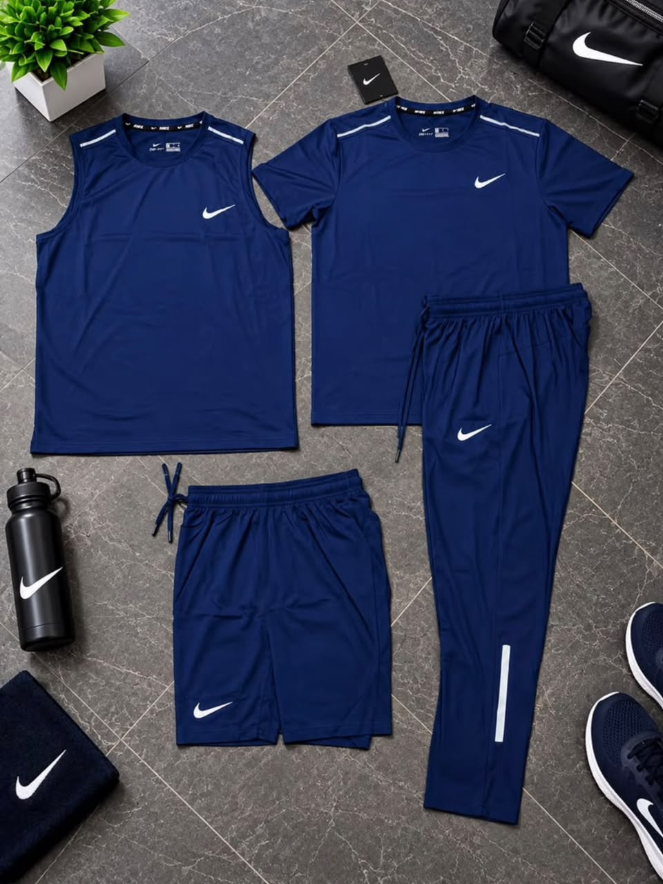 Ensemble Sport 4 Pièces – T-shirt, débardeur, short & pantalon