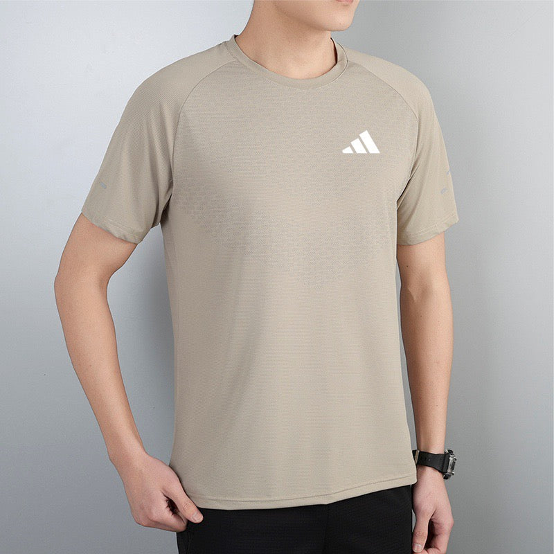 Ensemble sport homme beige respirant – T-shirt + pantalon training