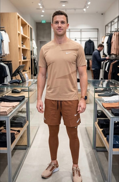 Ensemble Sport Homme 3 Pièces – T-shirt, Short & Legging