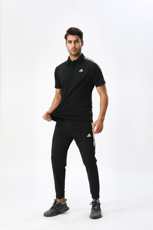 Adidas Homme Noir - Polo Technique et Pantalon Jogging
