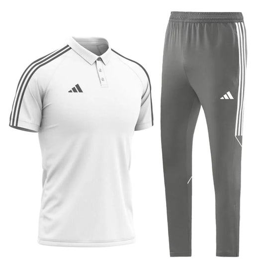 Ensemble Adidas Polo Sport Homme Blanc/Bleu – Jogging Training