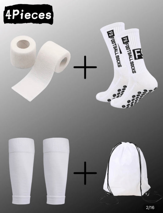 Pack Football 4 en 1 : Grip Socks + Bandage + Manchon + Sac Sport