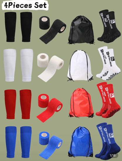 Pack Football 4 en 1 : Grip Socks + Bandage + Manchon + Sac Sport