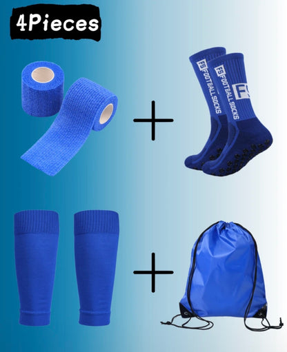 Pack Football 4 en 1 : Grip Socks + Bandage + Manchon + Sac Sport