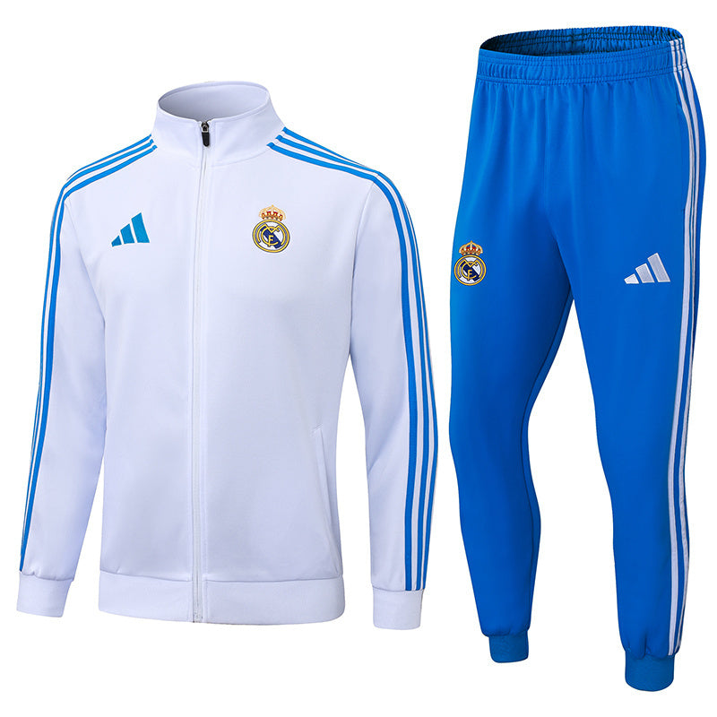 Survêtement Real Madrid 2024 – Ensemble Veste Blanche & Pantalon Bleu pour Homme