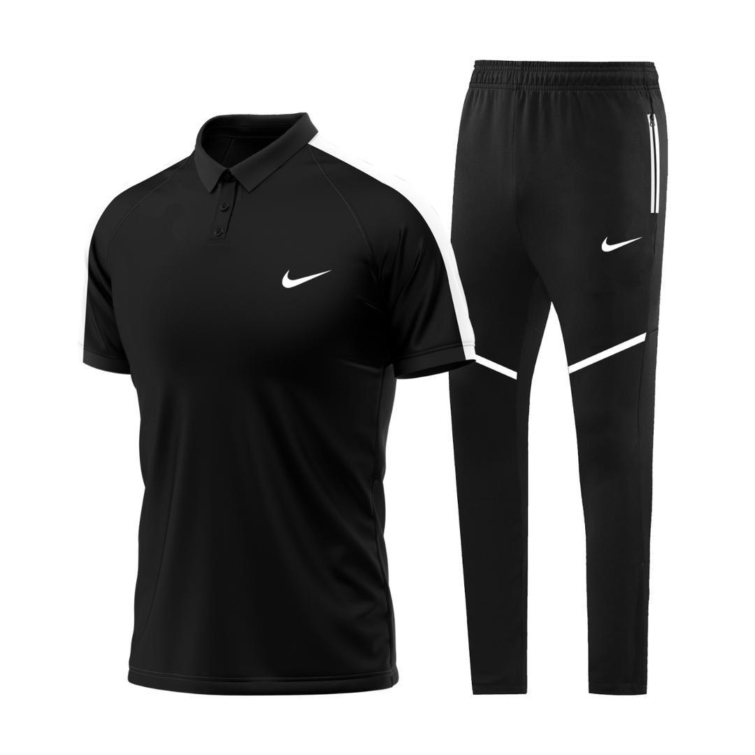 Ensemble Sport Homme Noir – Polo + Pantalon Jogging Style Nike