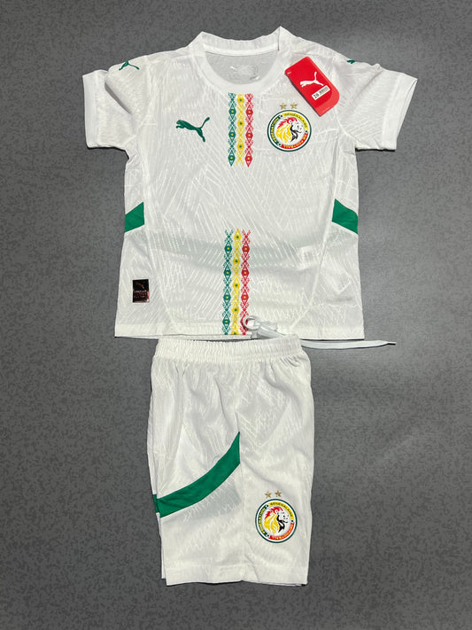 Ensemble Maillot + Short Sénégal Enfant – Puma Blanc | Équipe Nationale du Sénégal 🇸🇳🦁