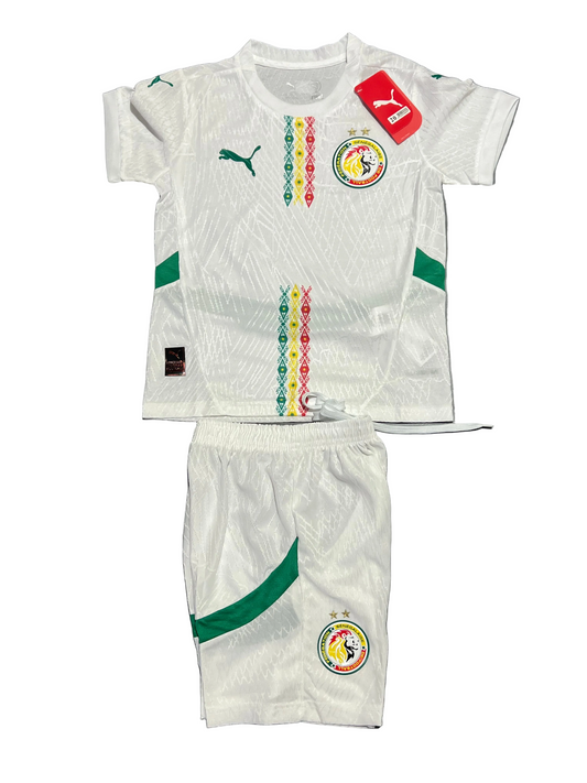 Ensemble Maillot + Short Sénégal Enfant – Puma Blanc | Équipe Nationale du Sénégal 🇸🇳🦁