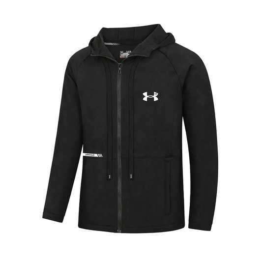 Veste Survêtement Homme Noir – Hoodie Sport Zippé à Capuche Training Fitness