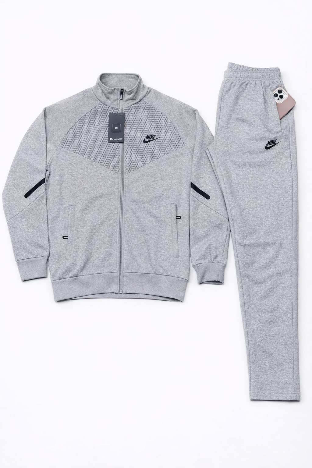 Ensemble survêtement Nike gris homme – veste zippée + pantalon sport confortable