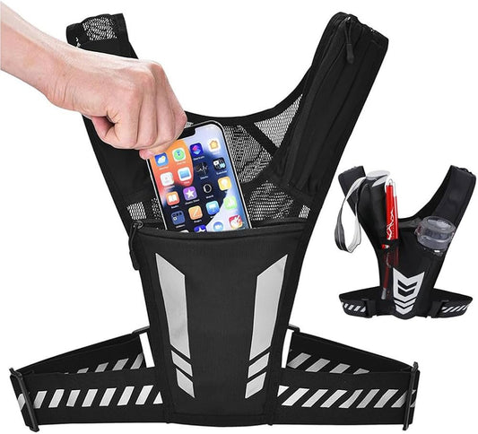 Gilet porte-bidon et téléphone de course – Sac d’hydratation multisport