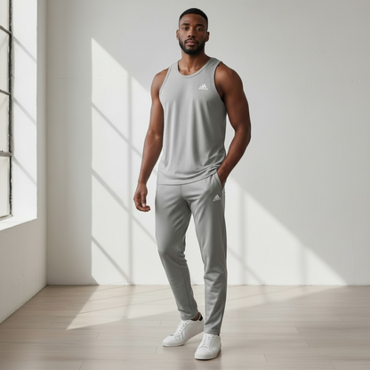 Ensemble Sport Homme 4 Pièces – T-shirt, Débardeur, Short & Pantalon – Léger & Confort Premium