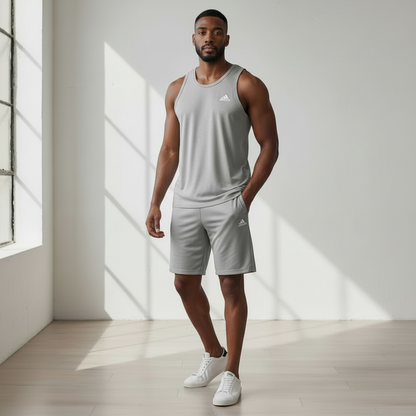 Ensemble Sport Homme 4 Pièces – T-shirt, Débardeur, Short & Pantalon – Léger & Confort Premium