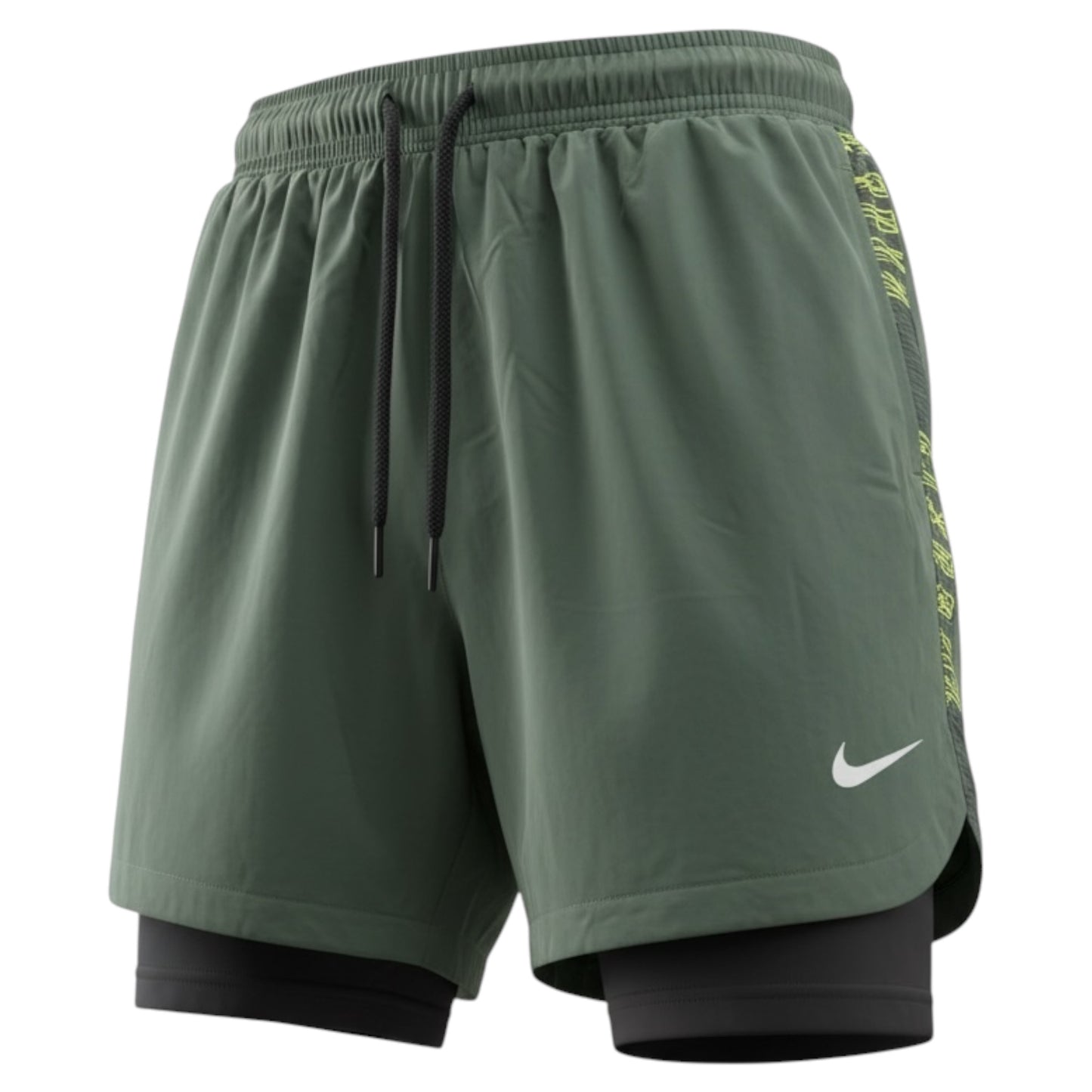Short Sport Homme 2-en-1 Nike – Running & Fitness, Léger et Respirant Vert