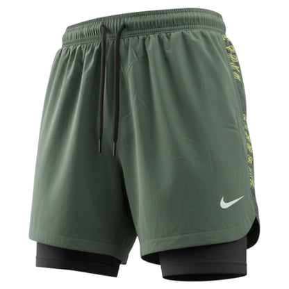 Short Sport Homme 2-en-1 Nike – Running & Fitness, Léger et Respirant Vert