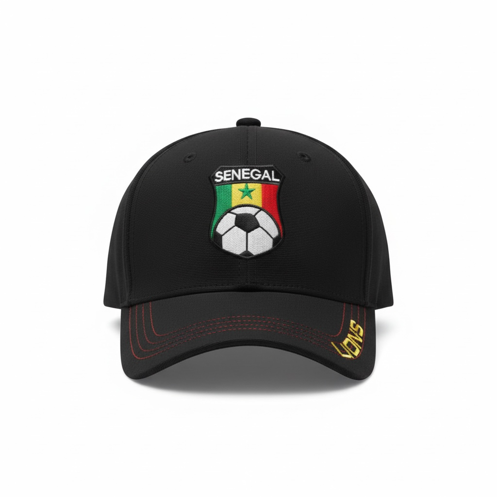 Casquette Sénégal Lions Noir – Style Sport Football Broderie Premium