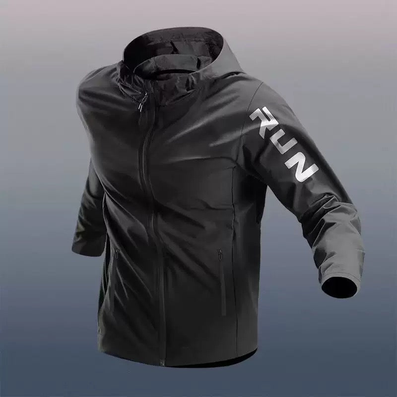 Veste de Running Homme Légère avec Capuche et Poches Zippées
