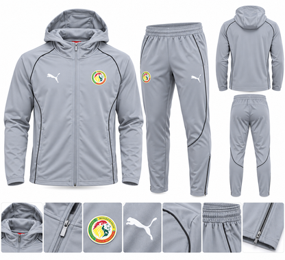Ensemble Survêtement Sénégal Homme Gris – Veste à Capuche et Pantalon de Sport