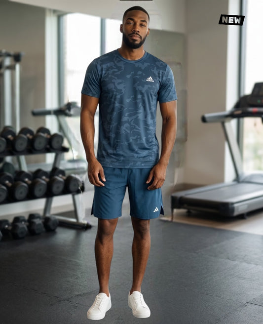 Ensemble Sport Adidas Homme Bleu – T-shirt & Short Fitness Running Gym