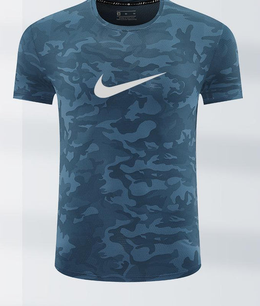 T-shirt Nike Sport Camo Bleu Homme – Respirant Entraînement Fitness