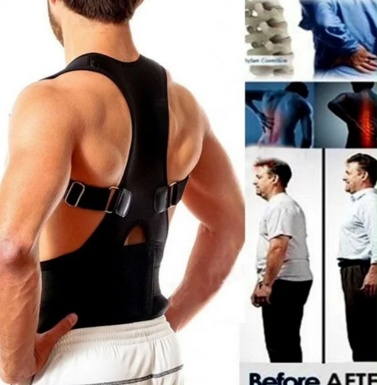 Correcteur de Posture Réglable pour Homme et Femme – Ceinture de Maintien du Dos et des Épaules