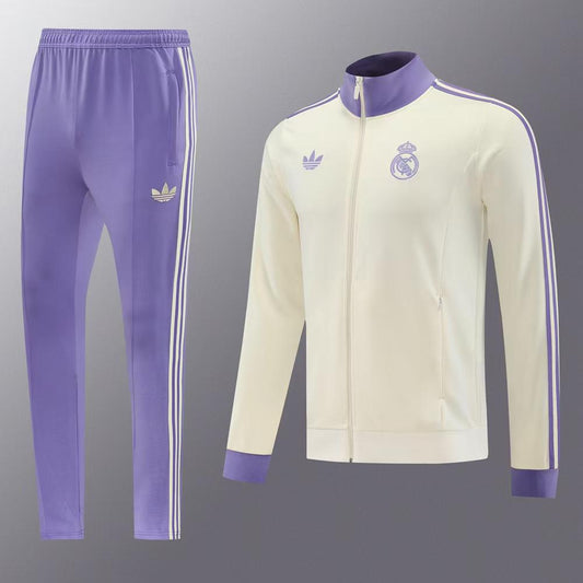 Survêtement Real Madrid Adidas 2025/2026 – Ensemble Football Homme Violet & Crème