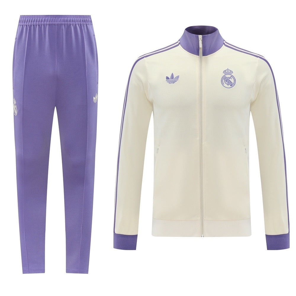 Survêtement Real Madrid Adidas 2025/2026 – Ensemble Football Homme Violet & Crème