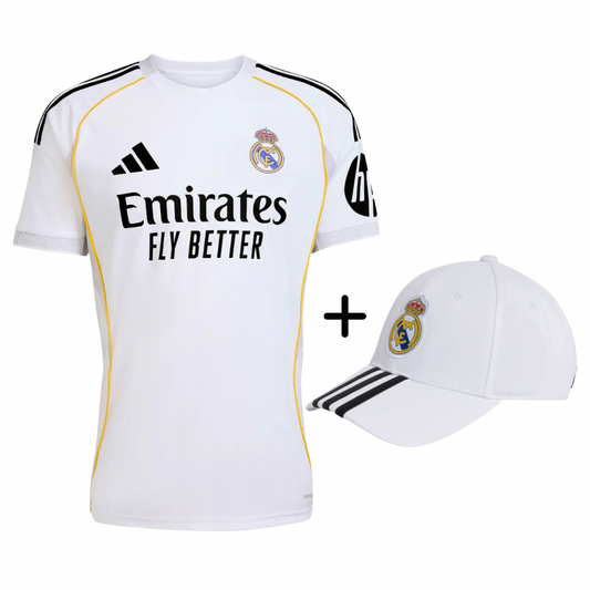 Maillot Real Madrid 2025 + Casquette Officielle – Ensemble Supporter