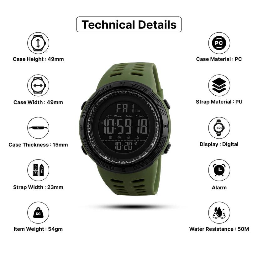 Montre Sport Digitale SKMEI Étanche – Multifonction