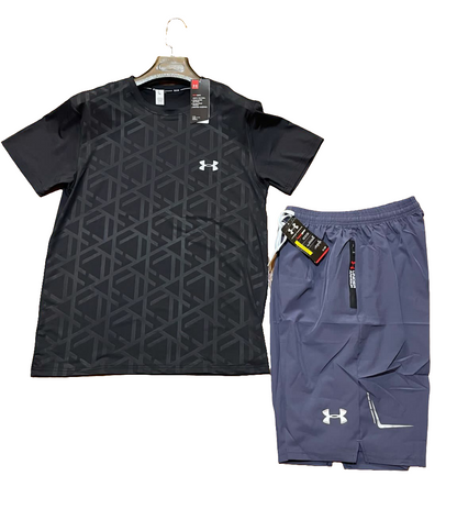 Ensemble de sport homme Under Armour - T-shirt vert + short blanc