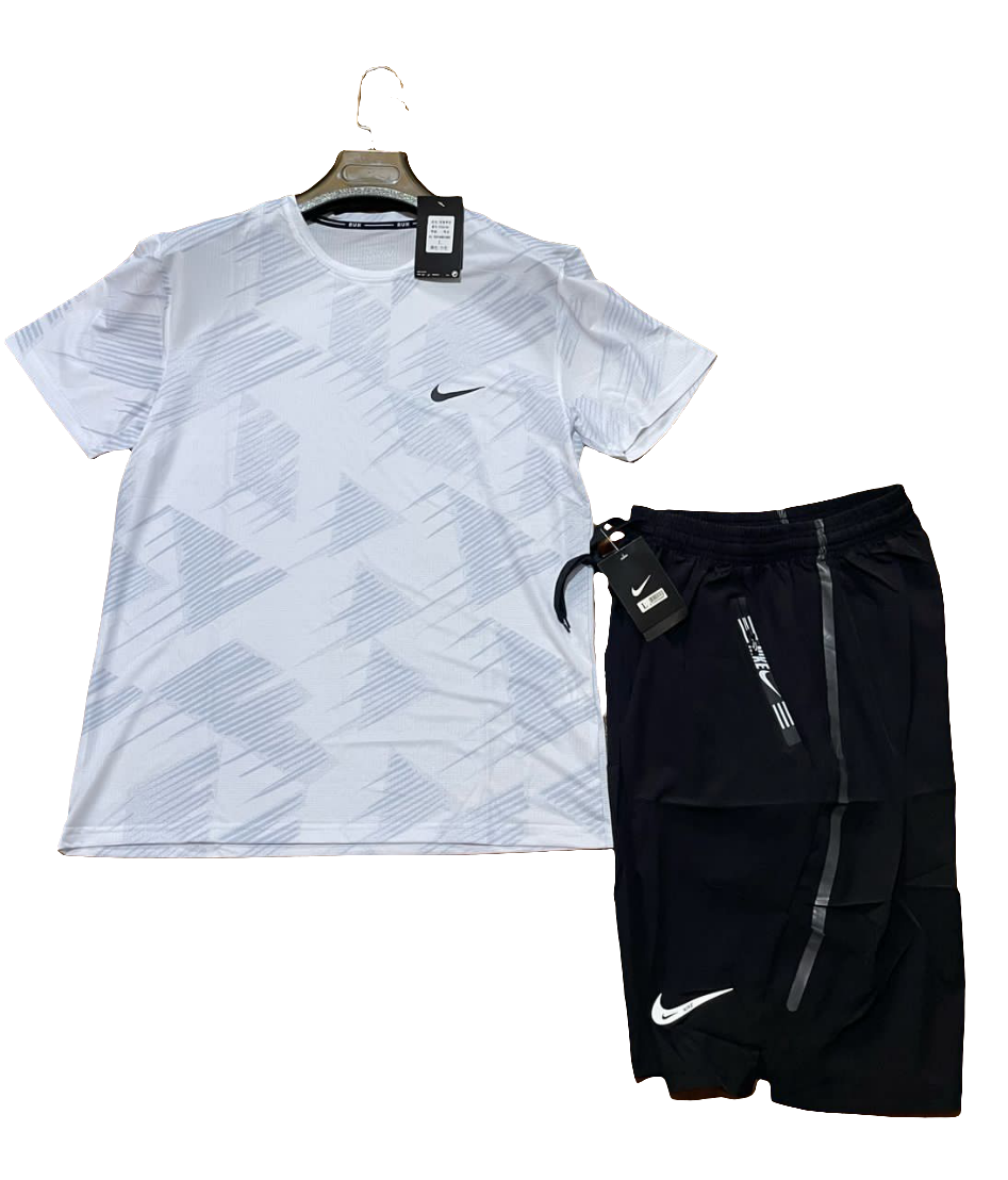 Ensemble de sport homme Under Armour - T-shirt vert + short blanc