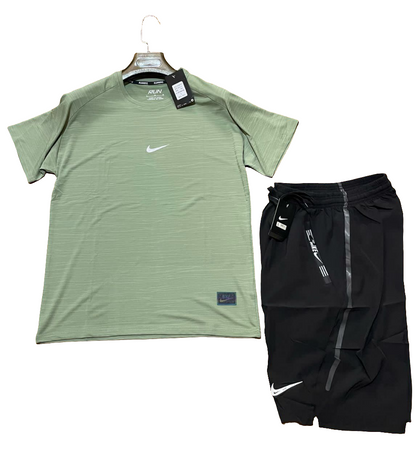 Ensemble de sport homme Under Armour - T-shirt vert + short blanc
