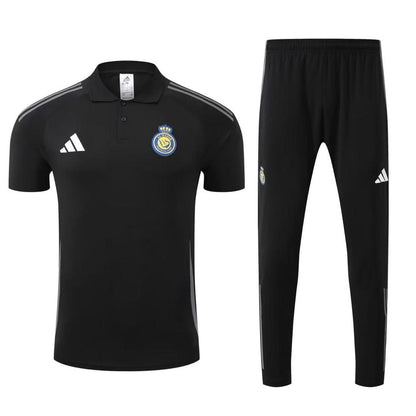 Survêtement Al Nassr Blanc Noir 2025 – Polo + Pantalon Homme Adidas