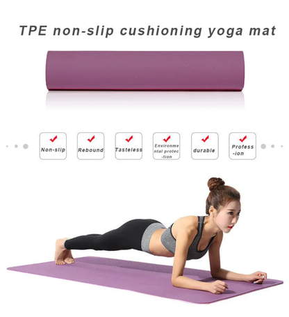 Tapis Yoga + Corde Sauter + Élastique Fitness – Pack Sport Maison
